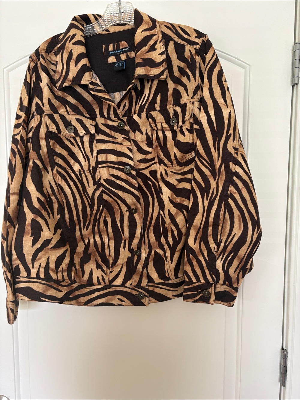 Saint Tropez West Animal-Print Jean Jacket - Brown/Black